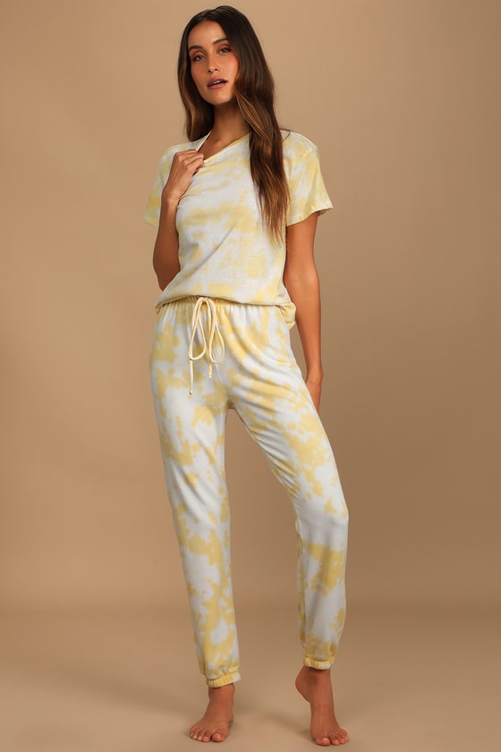 living in yellow joggers