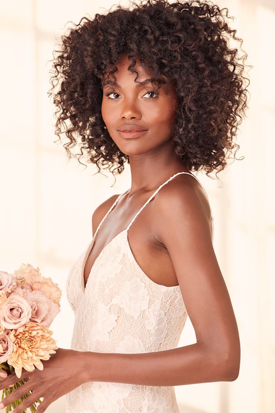 Vision to Behold Beige and White Lace Maxi Dress 3
