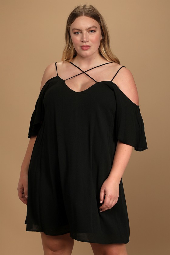 cold shoulder dress black