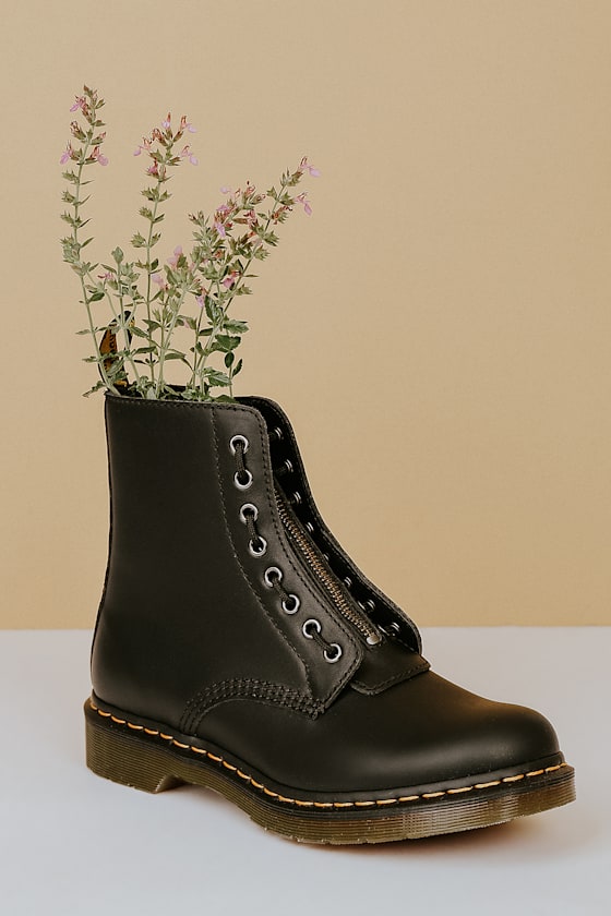 1460 Pascal Black Nappa Leather Front Zip Boots 1