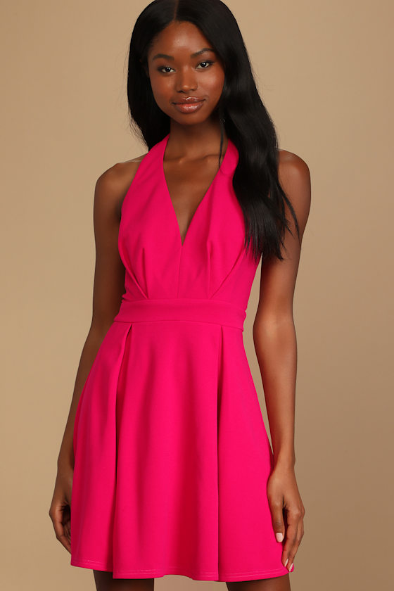 Feeling Like a Diva Magenta Halter Mini Dress 3