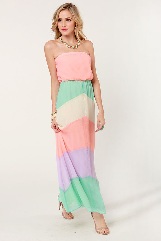 Pretty Maxi Dress - Pastel Dress - Strapless Dress - $44.00 - Lulus