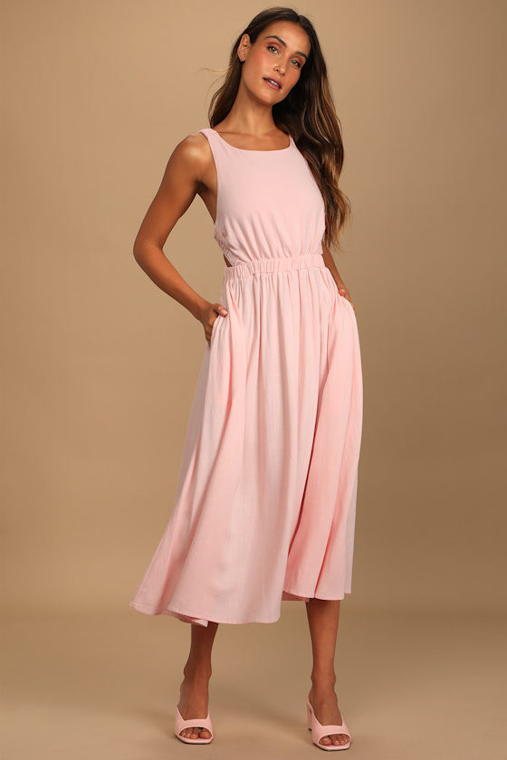 Taste of Summer Light Pink Strappy Midi Dress 2
