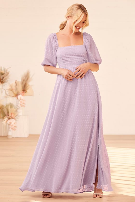Romance is Here Lavender Swiss Dot Tie-Back Maxi Dress 1