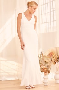 Into Your Heart White Button Back Mermaid Maxi Dress
