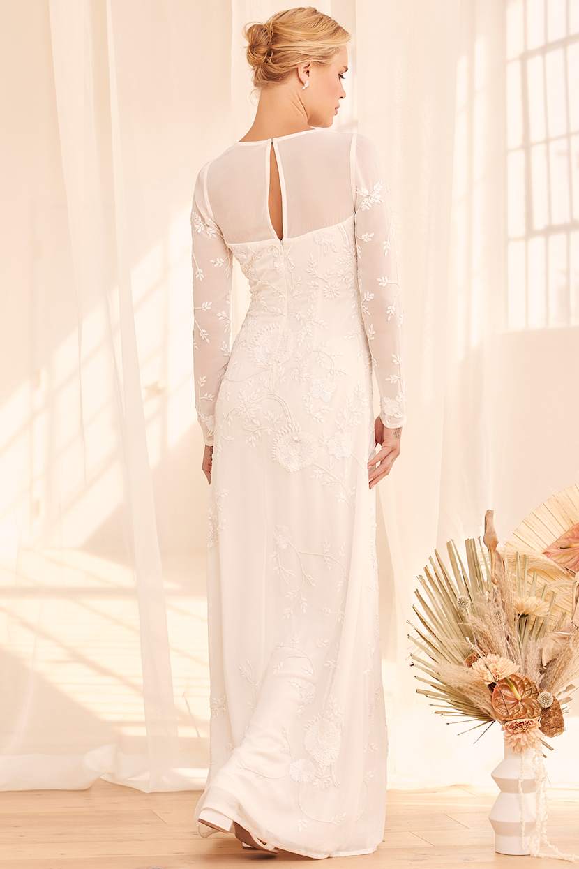 chinese dress ladies Beaded Long Sleeve Prom Dresses Boat Neck 20s Evening Dress 22144 –  vigocouture main image 1
