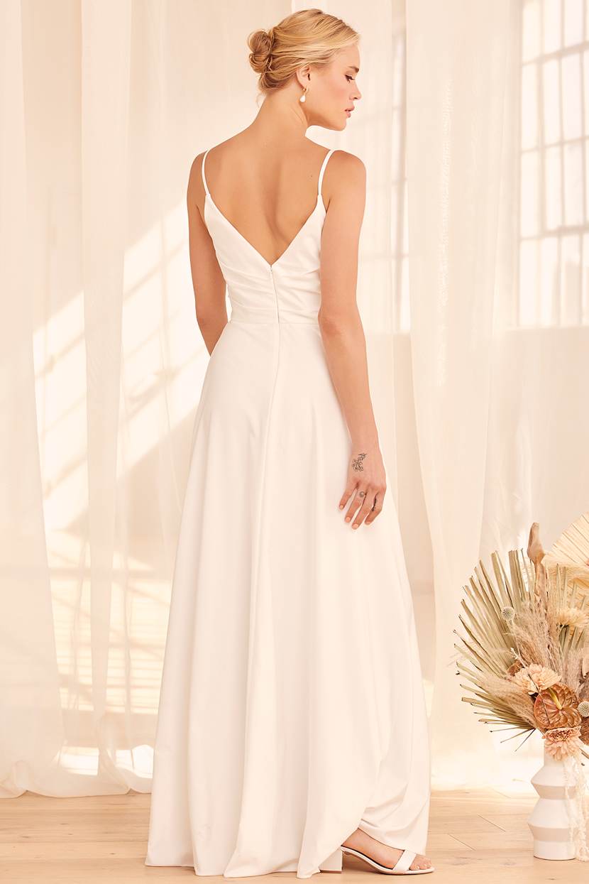 White Maxi Dress - Surplice Maxi Dress - Surplice Wedding Dress - Lulus