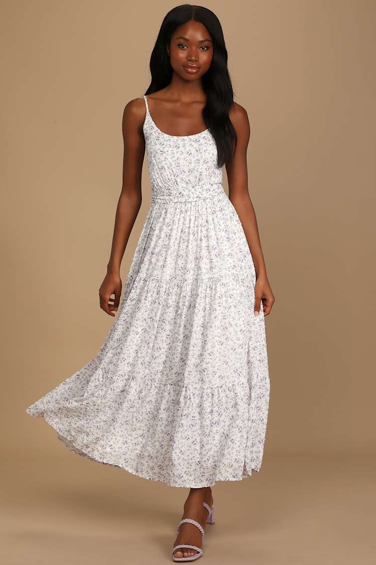Ivory Floral Dress - Tiered Maxi Dress - Swiss Dot Dress - Maxi - Lulus Ivory Floral Dress - Tiered Maxi Dress - Swiss Dot Dress - Maxi - Lulus