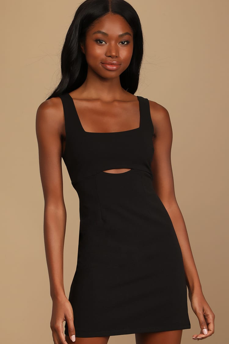 Black Backless Bodycon - Cutout Black Dress - Keyhole Mini Dress