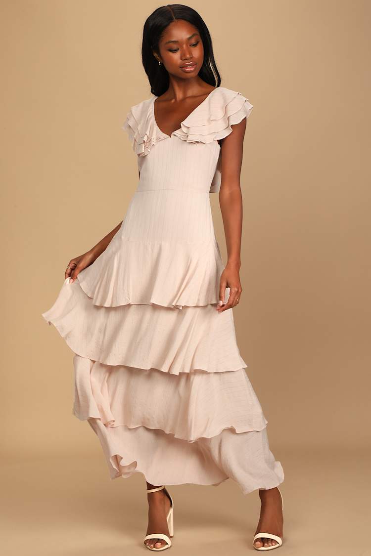 Blush Pink Maxi Dress - Tiered Maxi Dress - Ruffled Maxi Dress - Lulus
