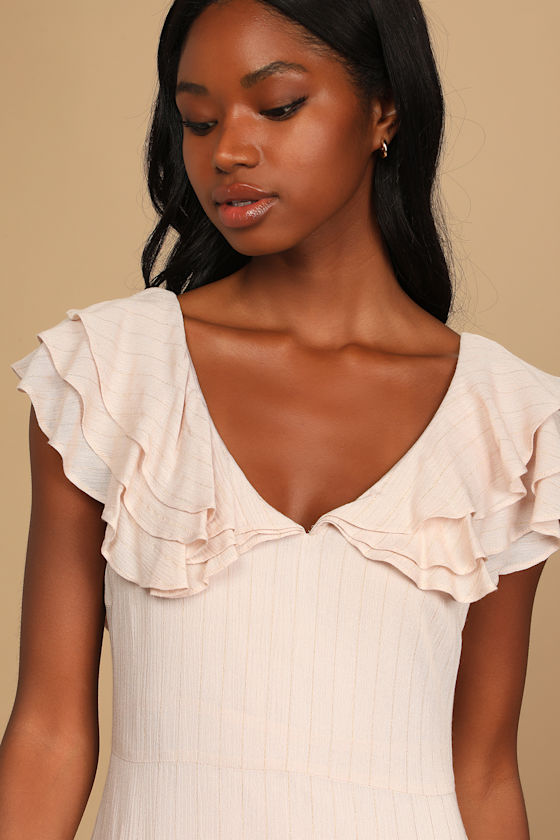 Tiering Up My Heart Shiny Blush Pink Ruffled Maxi Dress 6