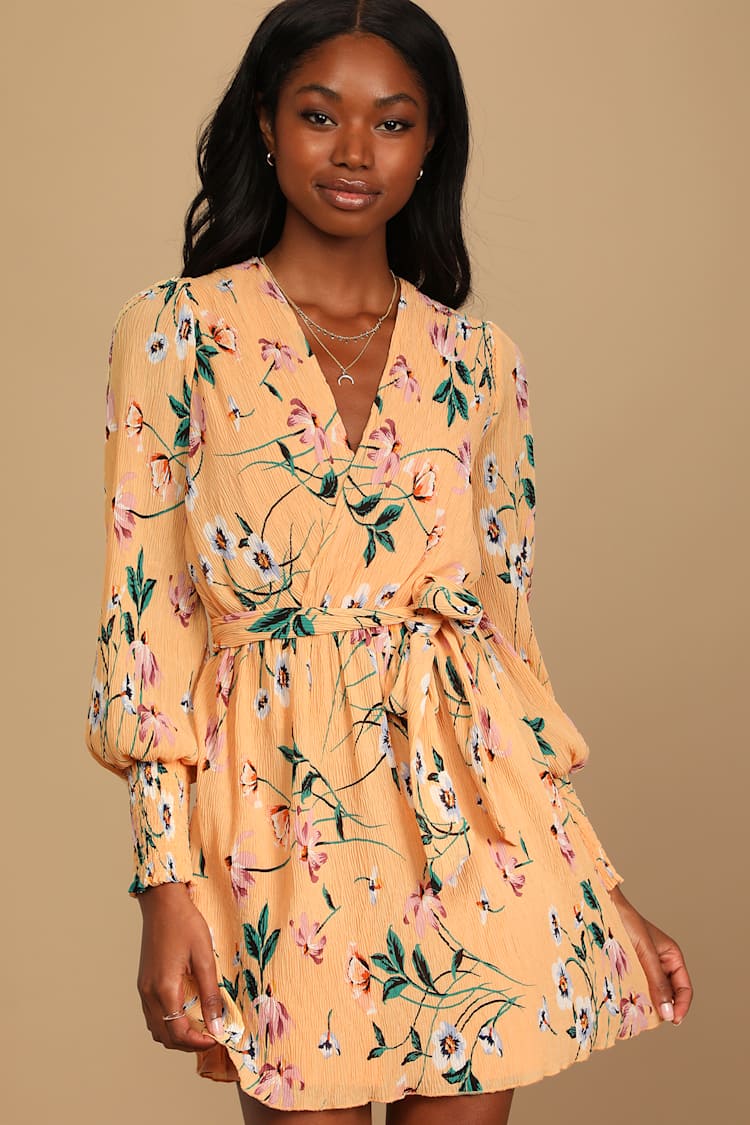 lulus orange floral dress Lulus | Orange Floral Mesh Ruched Bodycon Midi Dress | Womens | Small (Available in XXS, XS, M)