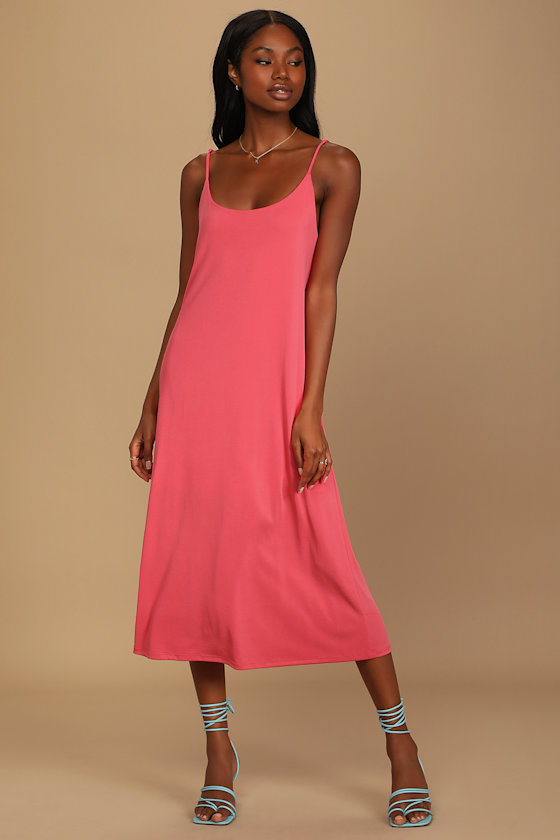 Burst of Brightness Coral Column Midi Dress