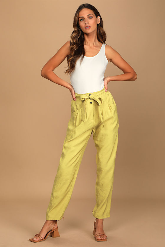 The Pleat Goes On Yellow Pleated Straight Trouser Pants 2