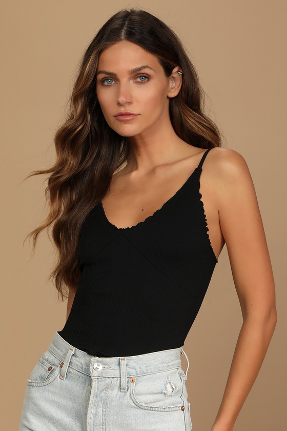 Free People Easy To Love Cami - Black Tank Top - Ribbed Top - Lulus