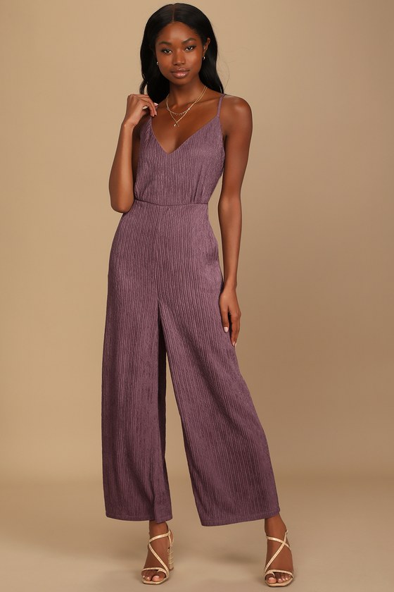 Dusty Purple Jumpsuit - Wide-Leg Jumpsuit - Tie-Back Jumpsuit - Lulus