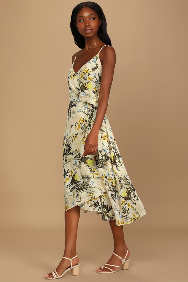 cream dress with brown flowers Brown Floral Flutter Sleeve Maxi Dress - All Dresses