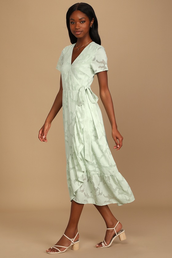 short sleeve wrap dress midi
