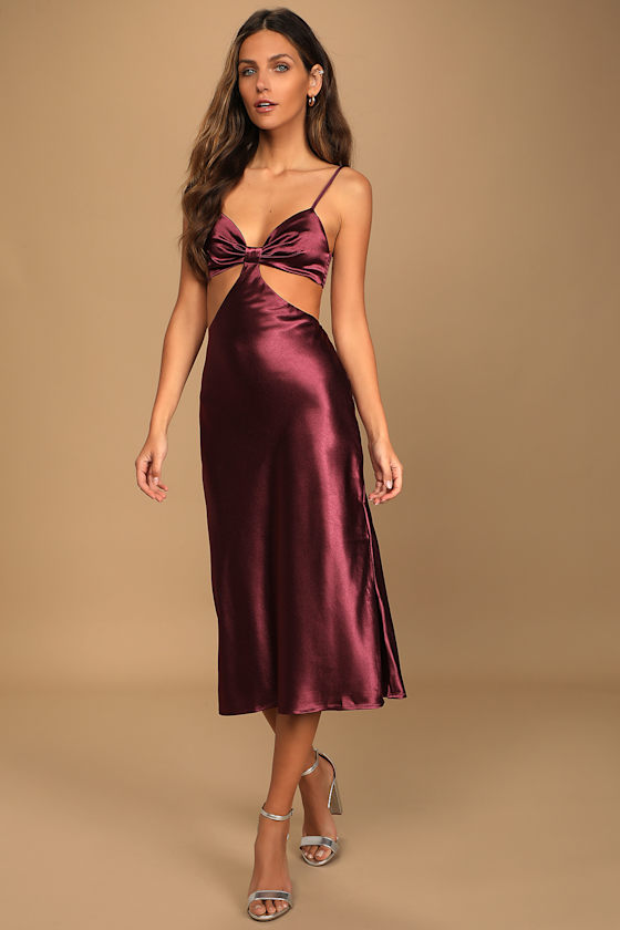 Need My Love Plum Purple Satin Cutout Midi Dress 4