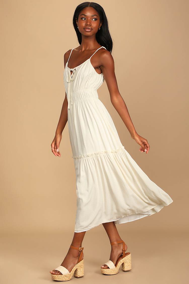 Cream Maxi Dress - Tiered Maxi Dress - Maxi Sundress