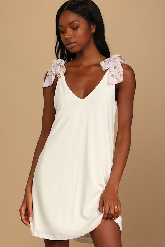 Spring Into Love White V-Neck Swing Dress 10