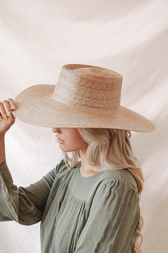 Palma Natural Beige Wide-Brimmed Boater Hat 5