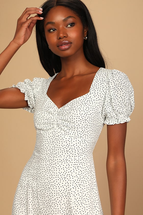 Spot Me White Polka Dot Short Sleeve Midi Dress 6