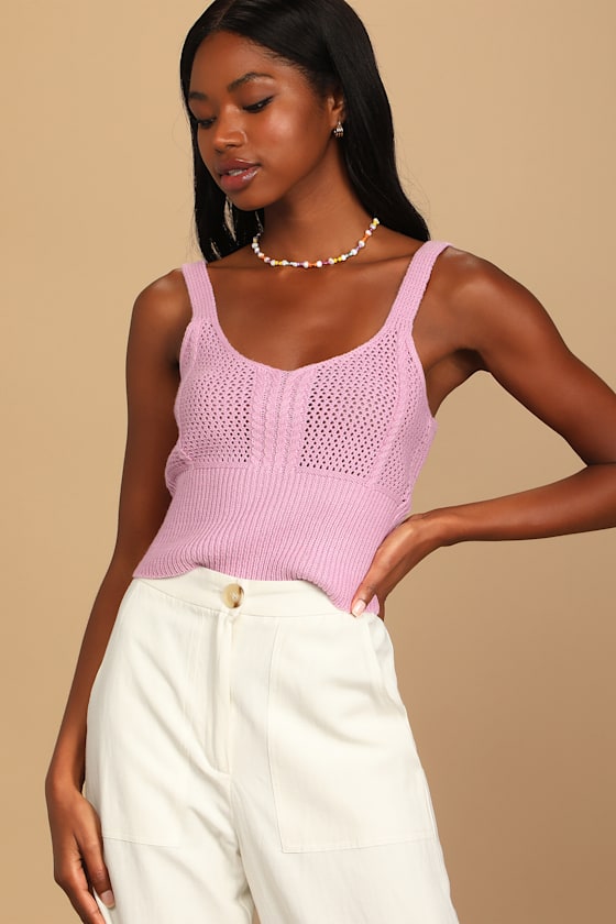 Lilac Sweater Tank Knit Tank Top Cropped Tank Top Crop Top Lulus