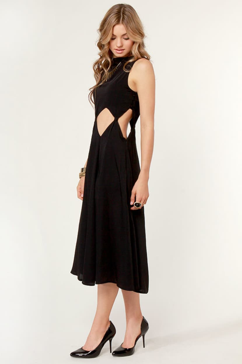 black diamond cut out dress x JoJo Black Diamond Neck Cutout Maxi Dress | Chic & Sleek Style
