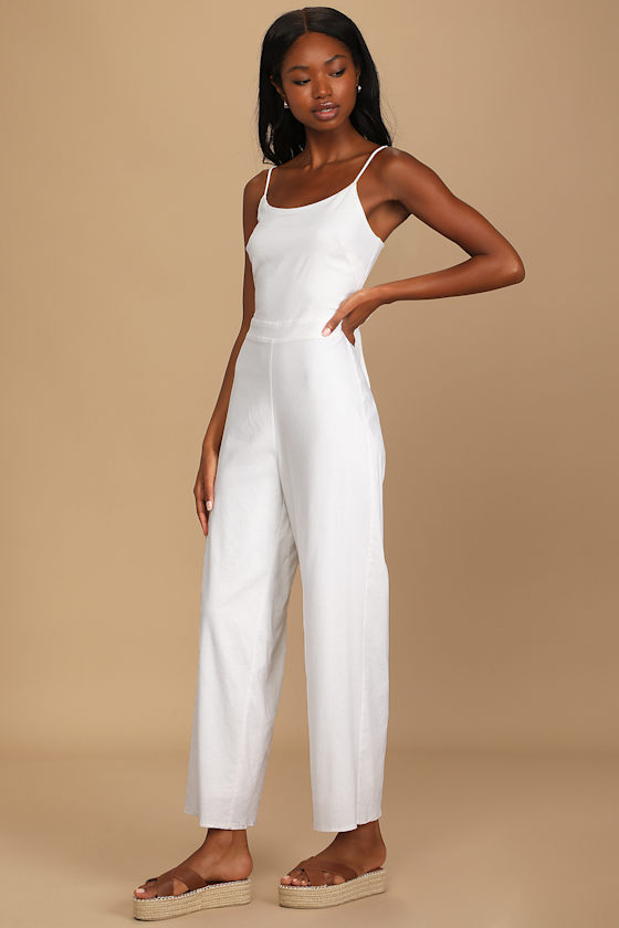 Keen on Confidence White Tie-Back Wide-Leg Jumpsuit 6