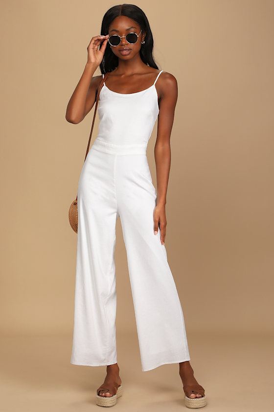 Keen on Confidence White Tie-Back Wide-Leg Jumpsuit 4