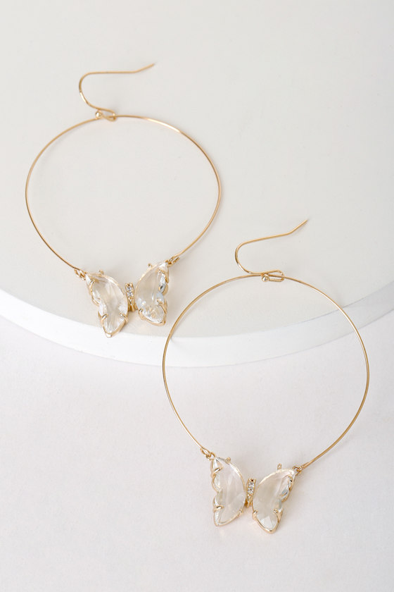 Fluttering Love Gold Butterfly Hoop Earrings 3
