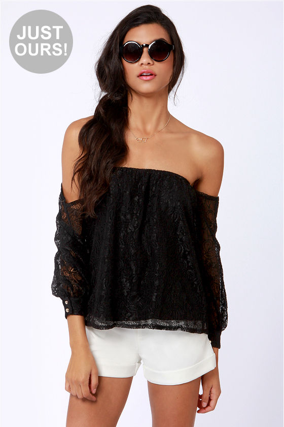 Sexy Off-the-Shoulder Top - Black Top - Lace Top - $35.00 - Lulus