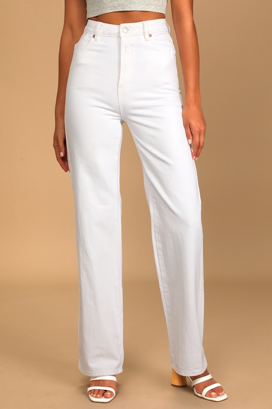 Heidi White Denim High Rise Loose Straight Jeans 1