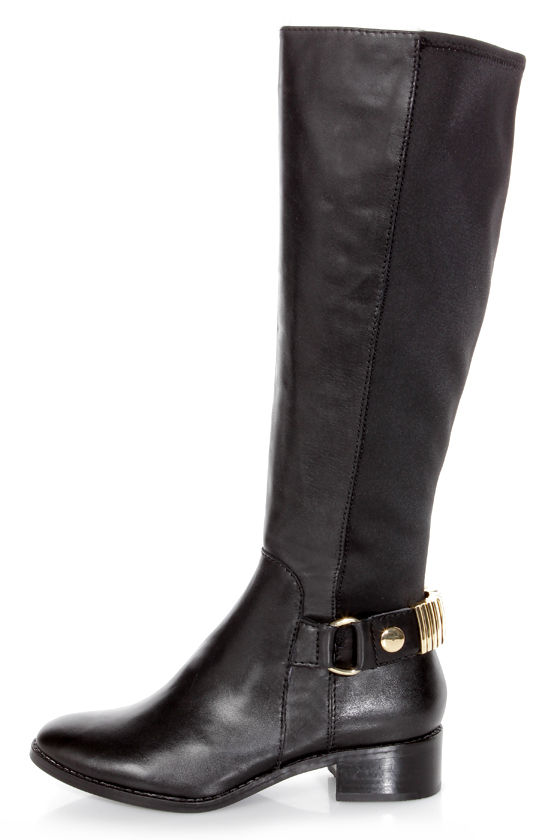 steve madden latch black leather boots
