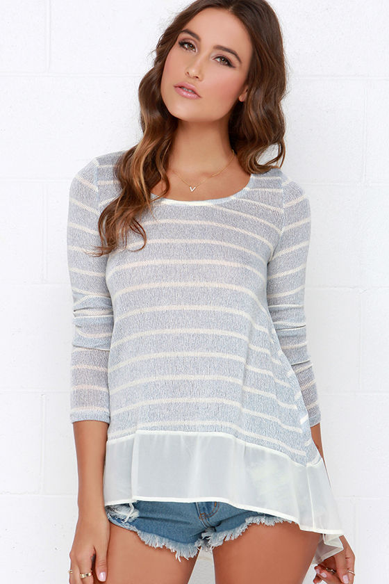 Cute Striped Sweater - Blue Sweater - Sweater Top - $37.00 - Lulus