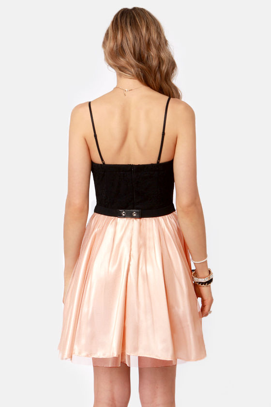 peach black dress