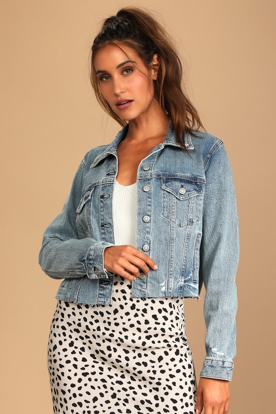 Light Wash Denim Jacket - Oversized Jacket - Distressed Jacket - Lulus