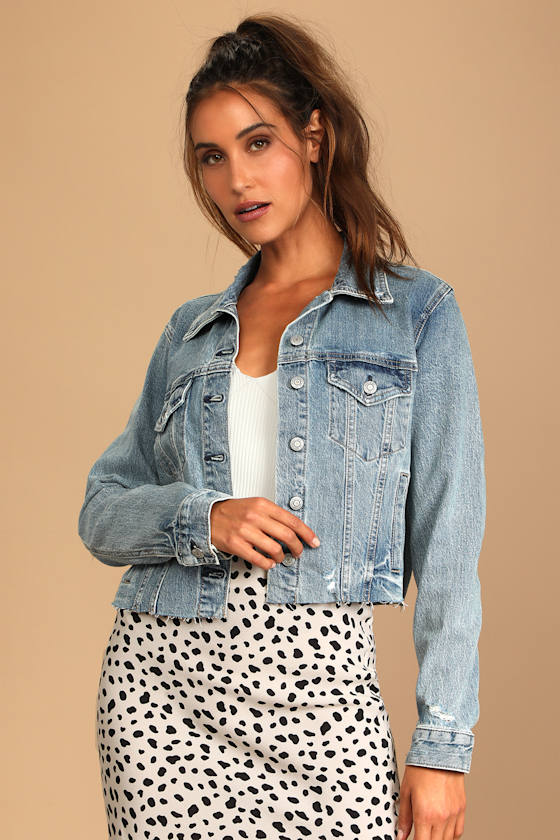 Rory Light Wash Distressed Oversized Denim Jacket 4