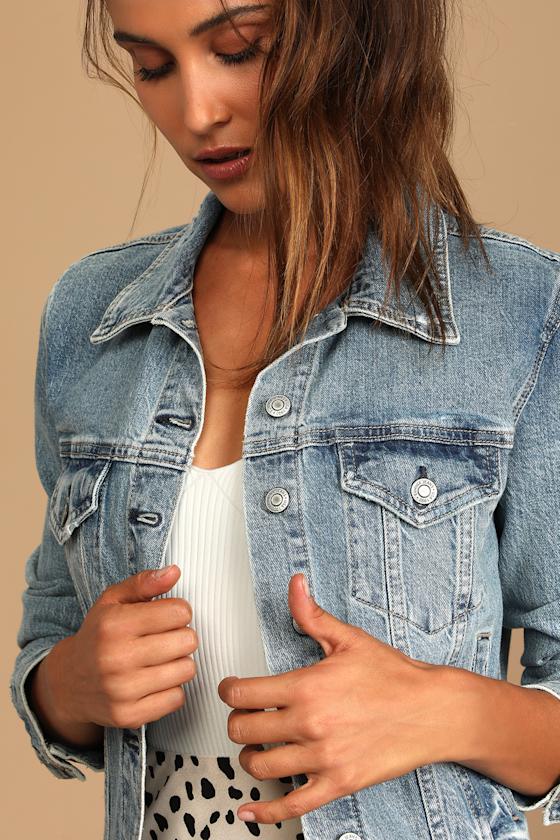 Rory Light Wash Distressed Oversized Denim Jacket 6