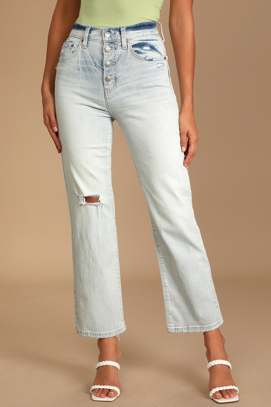 Daze Denim Pleaser Jeans - Light Wash Denim Jeans - Wide