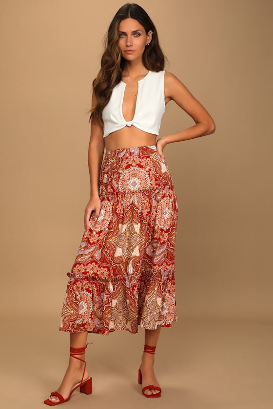 Bcabbie Skirt Red Paisley main image 1