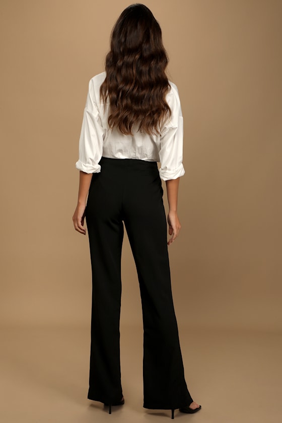 Minding My Business Black High-Rise Split Hem Trouser Pants 1