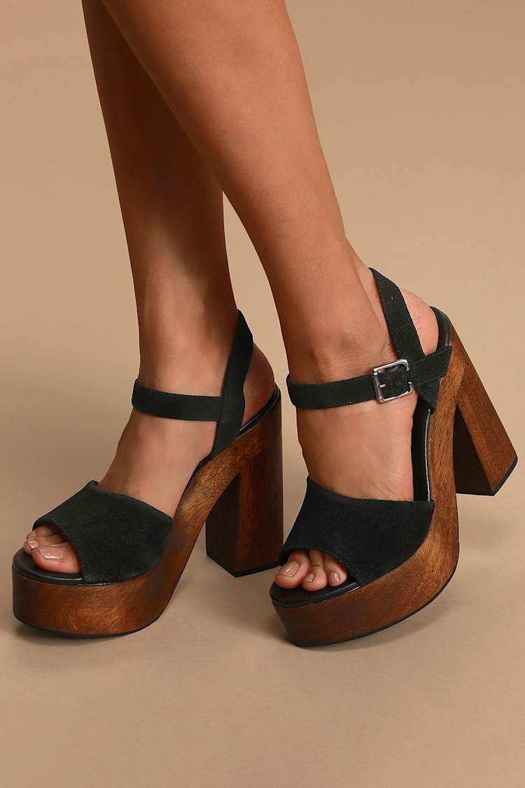 Trendy Platform Heels Genuine Suede Heels Black Platforms Lulus