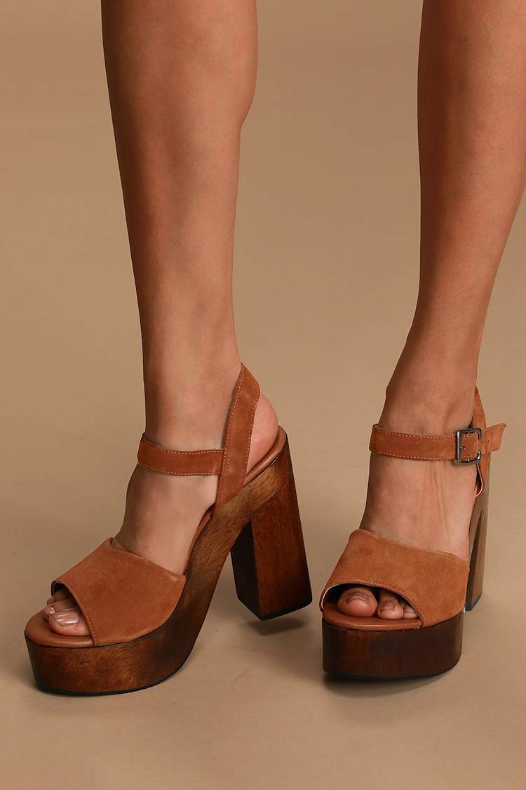 wood platform shoe