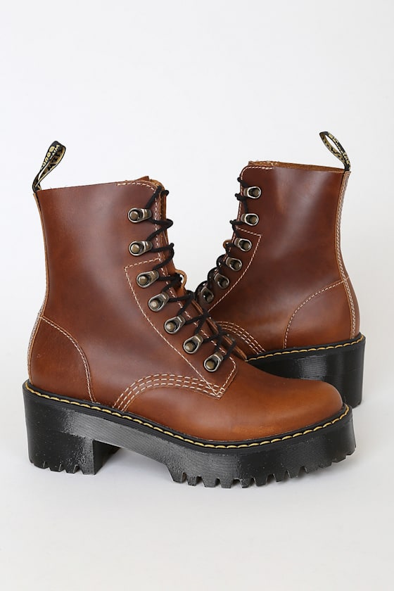 Leona Butterscotch Orleans Leather Lace-Up Platform Boots 3