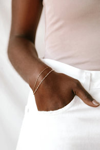 Dearly Dainty 14KT Gold Chain Layered Bracelet 5