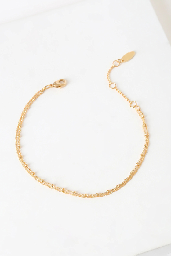 Dearly Dainty 14KT Gold Chain Layered Bracelet 3