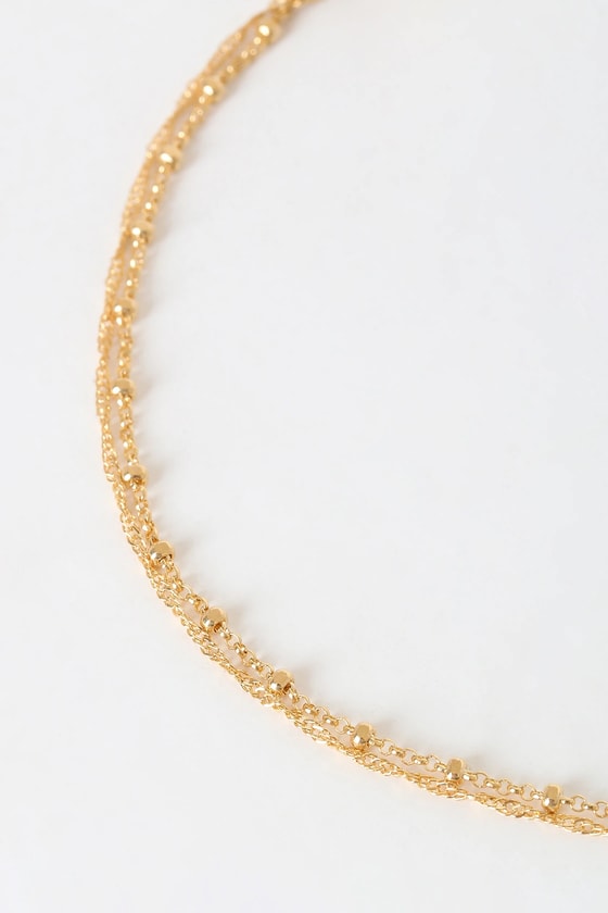 LULUS DEARLY DAINTY 14KT GOLD CHAIN LAYERED BRACELET