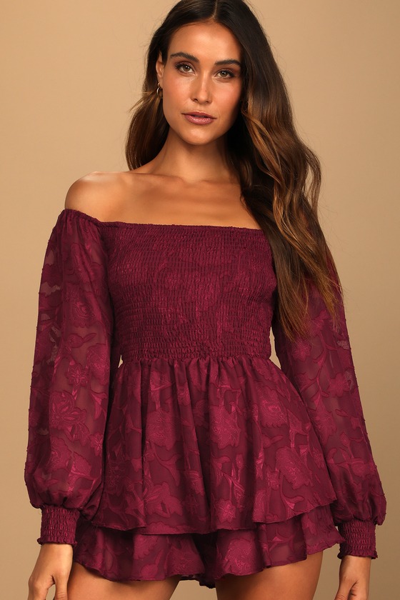 burgundy romper